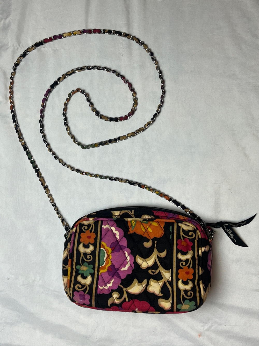 Vera Bradley Quilted Crossbody Floral Chain Mini Zip Preppy Boho Whimsigoth
